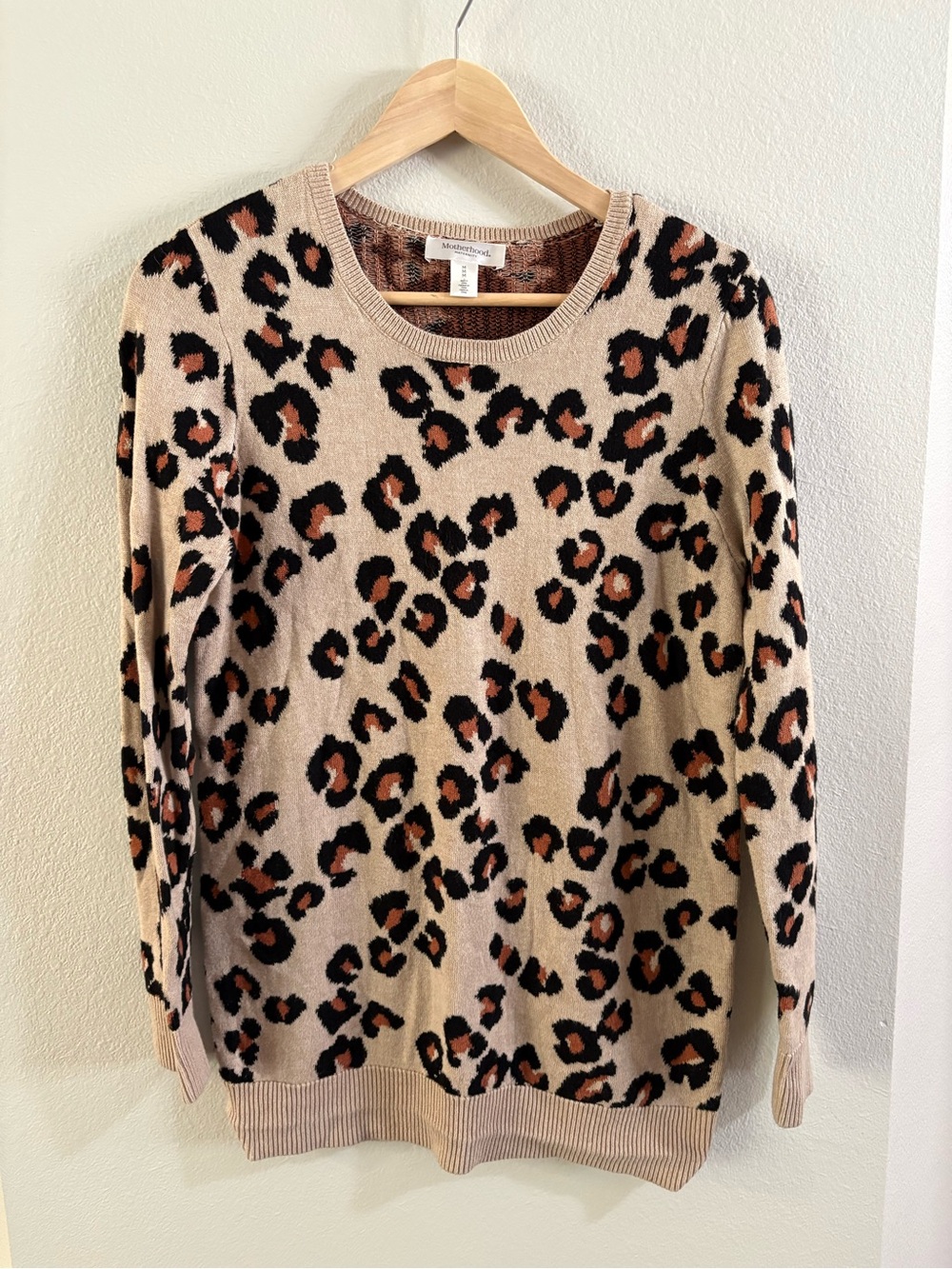 Mobwife Leopard Print Maternity Crewneck Sweater Medium